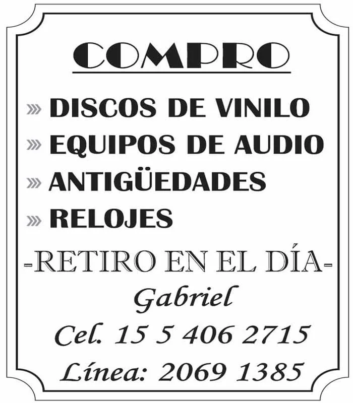 Compro antigüedades, vinilos y relojes en Belgrano y barrios de la Comuna 13