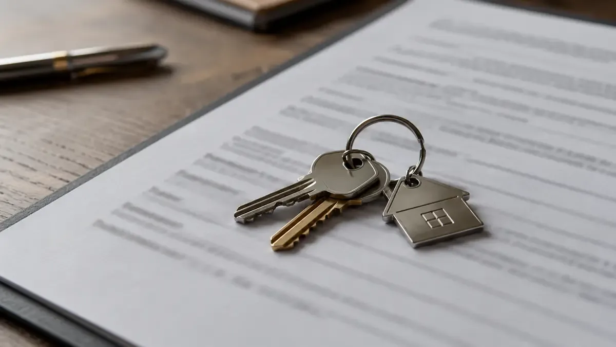 Llaves de una vivienda apoyadas sobre un contrato de alquiler