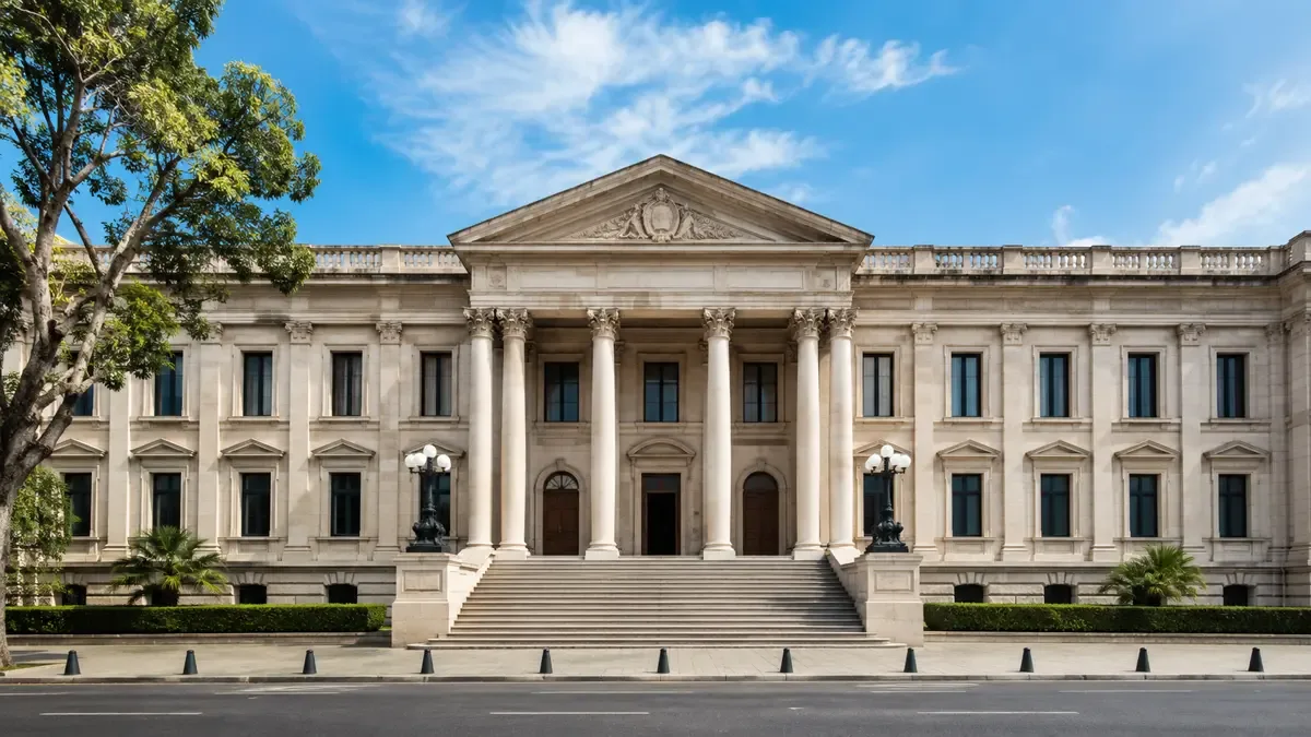 Fachada de un edificio institucional genérico de estilo clásico