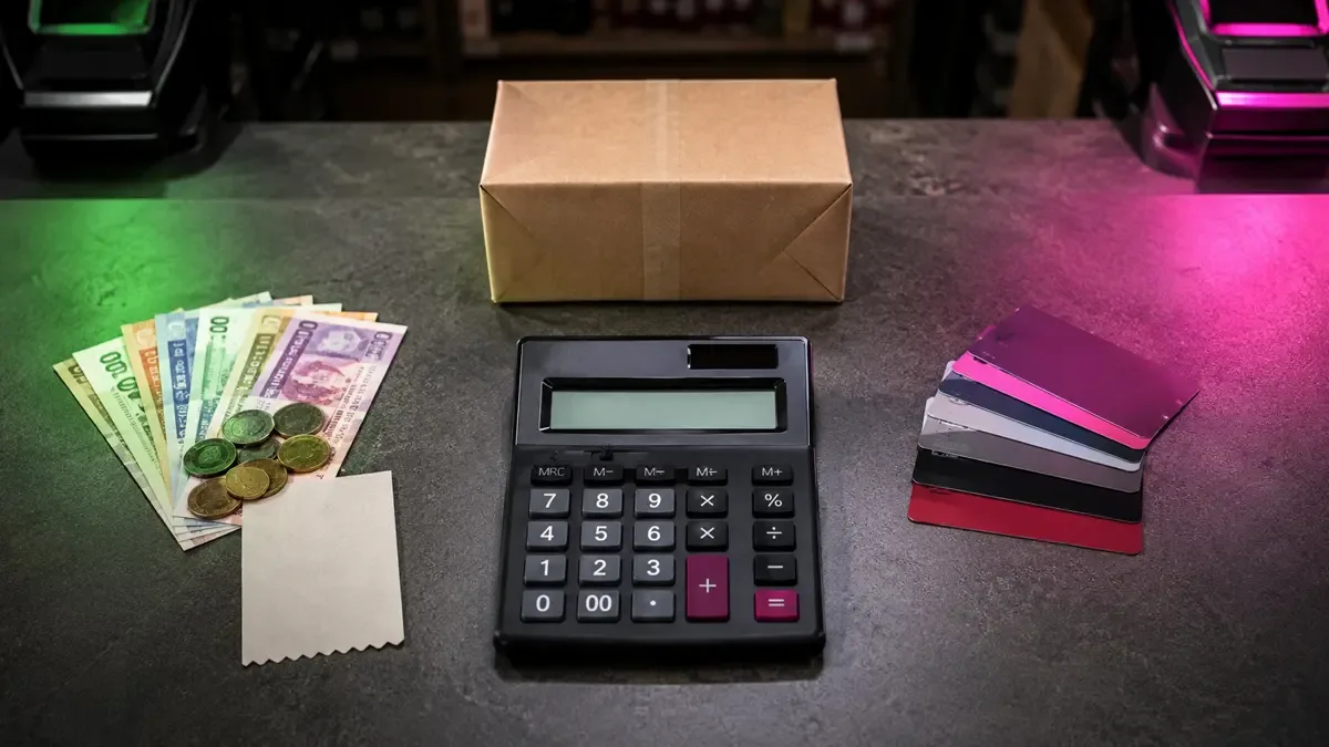 Calculadora entre un precio de contado y varias cuotas del mismo producto sobre un mostrador