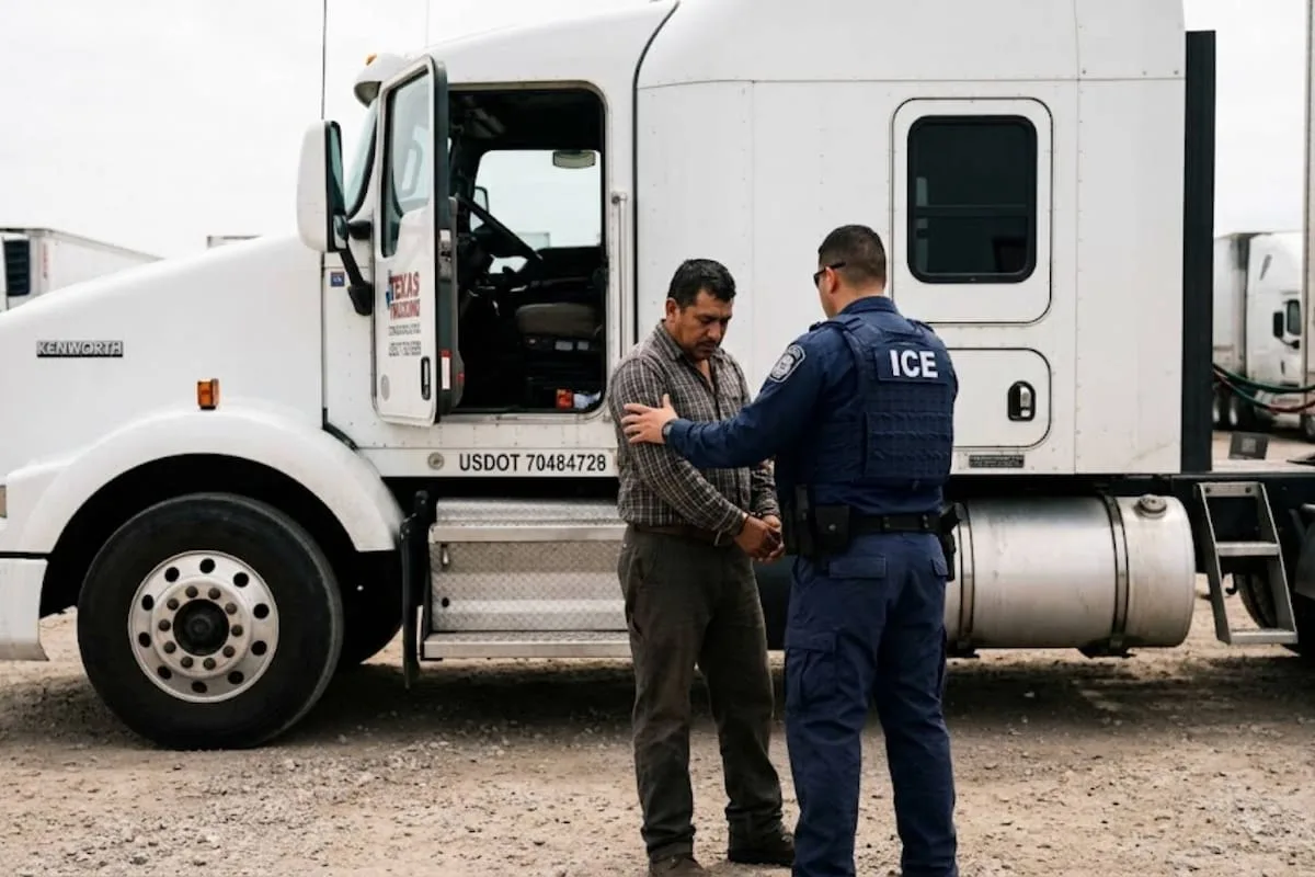 Redadas masivas: el ICE aumenta los arrestos de camioneros inmigrantes con licencias CDL
