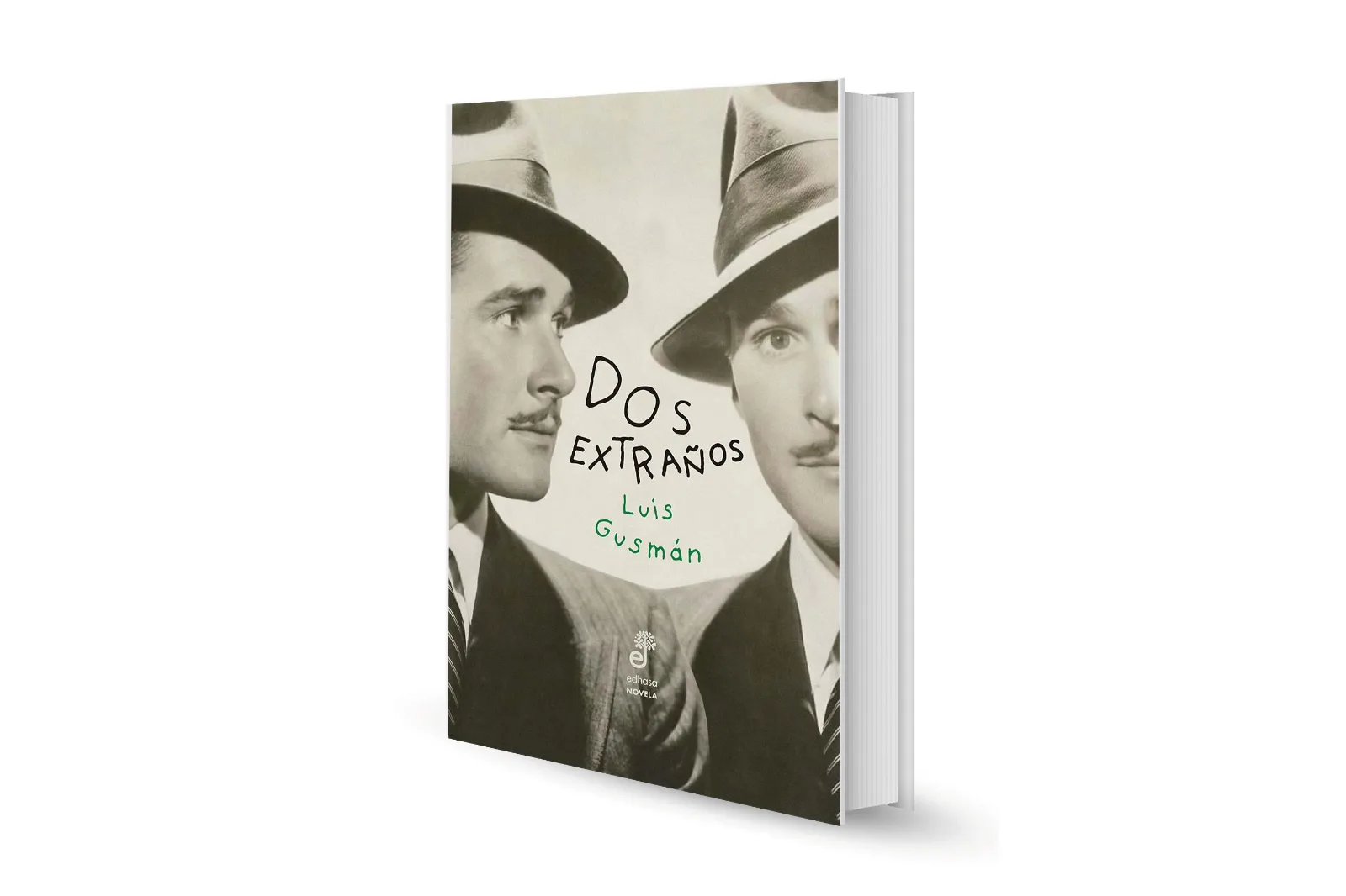 Portada del libro Dos extraños de Luis Gusmán con silueta de cantor de tango en penumbras
